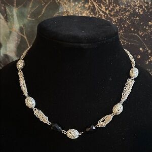Chic Silver and Black Women's Necklace